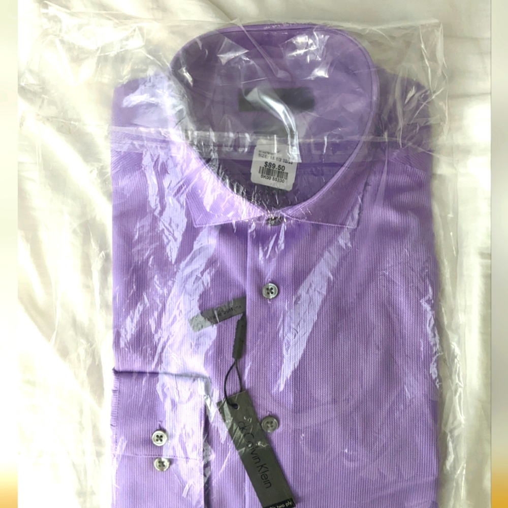 NWT Calvin Klein Men's 80's 2-Ply Button Down Size 15.5 (Neck) 32/33 (Sleeve)